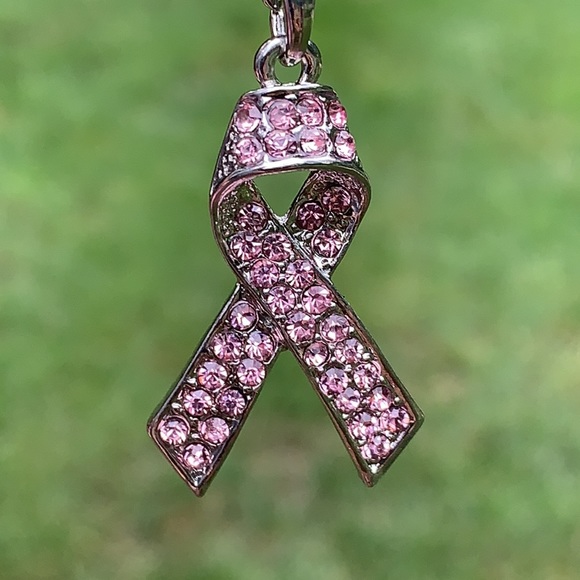 New Breast Cancer Awareness Pink Ribbon Necklace - Picture 1 of 6